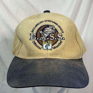Vintage Bass Anglers Sportsman Society Hat Adjustable Twill Baseball Cap Logo